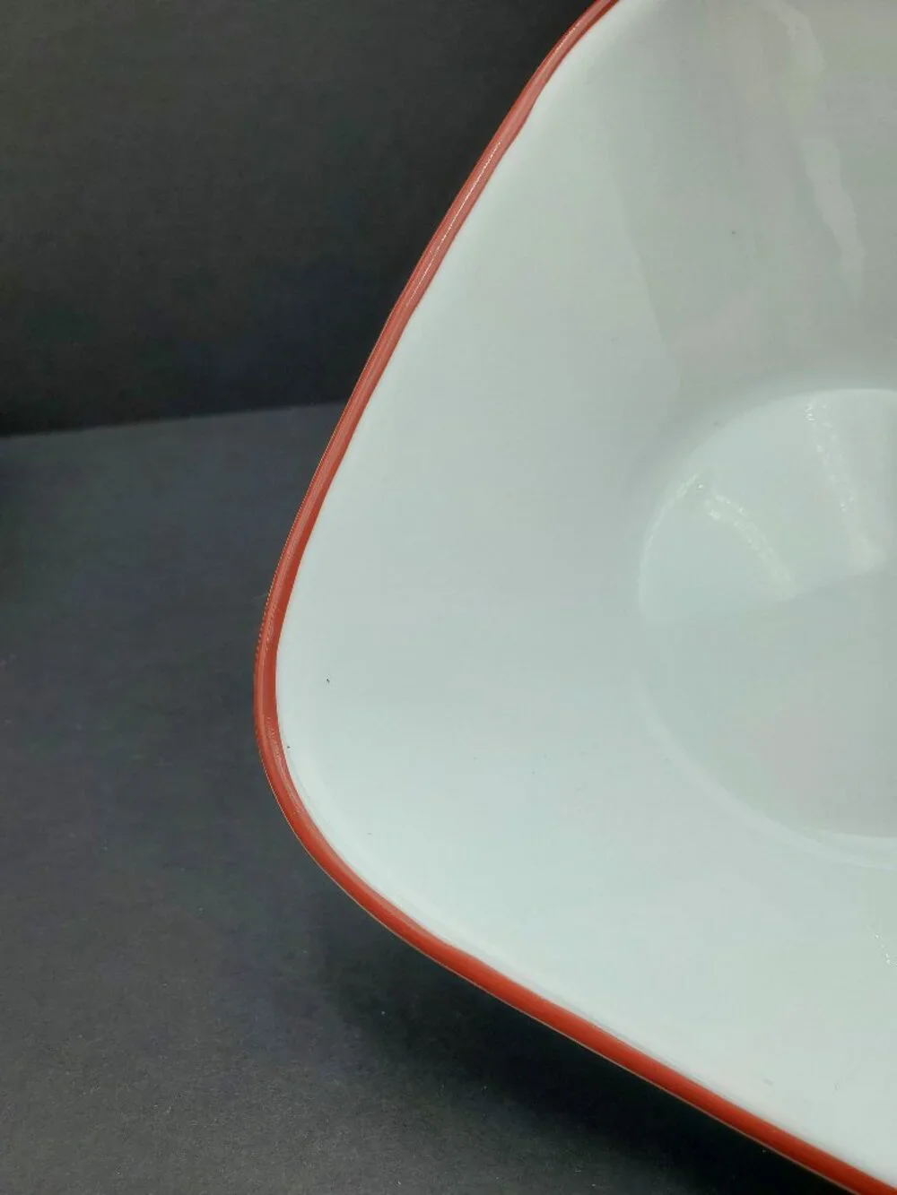 Corelle Royal Lines Soup Cereal Bowls Square White Bowls with Red Rims